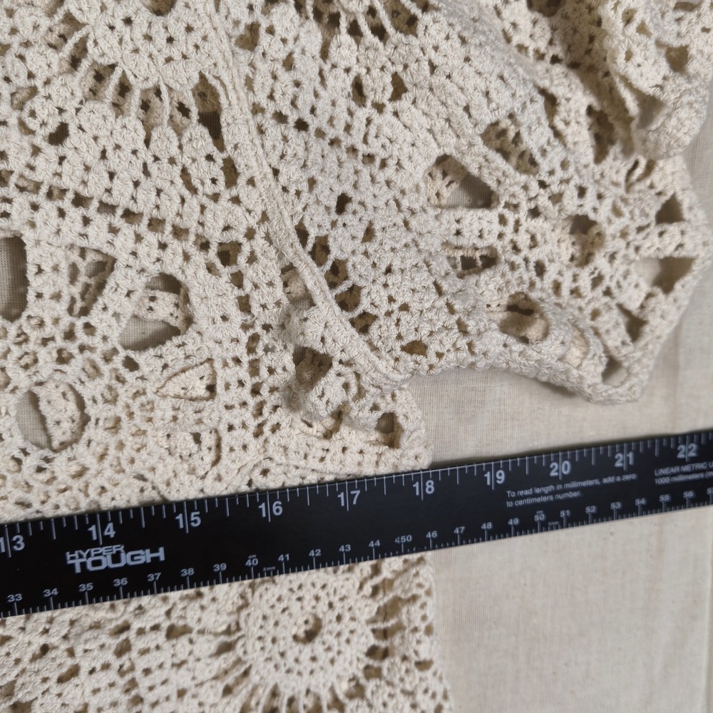 Boho Crochet Crop Top White Cottagecore Fairycore Festival Beachy Y2K Inspired L - Picture 7 of 12
